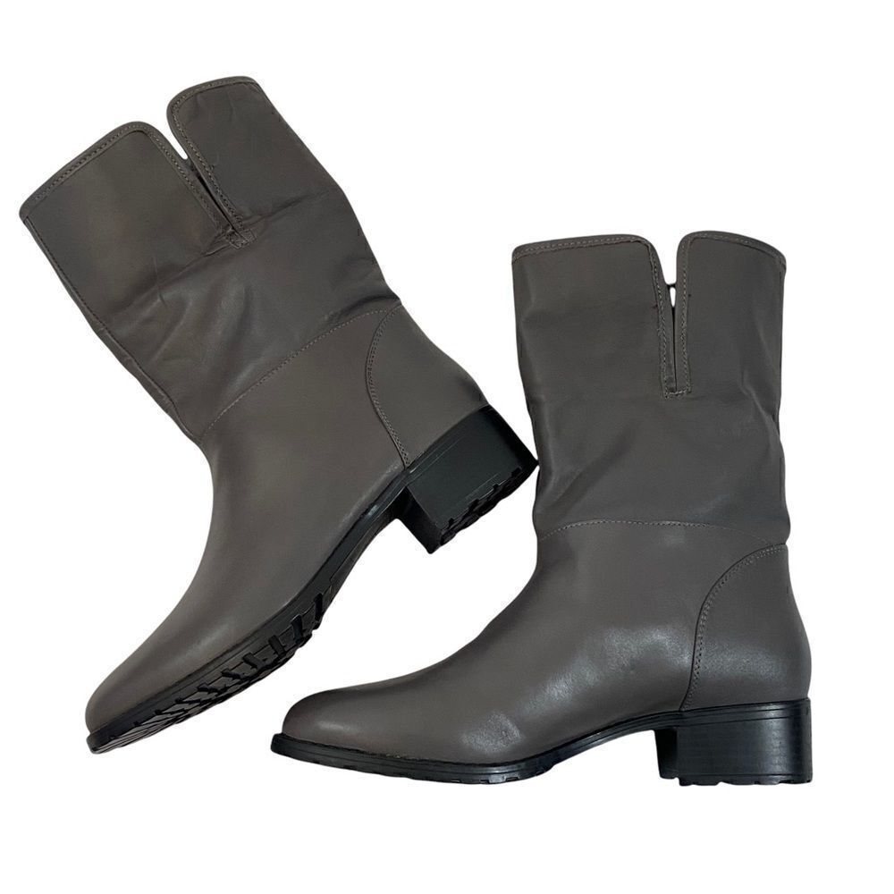 H by Halston Gray Leather Boots - Picture 3 of 7
